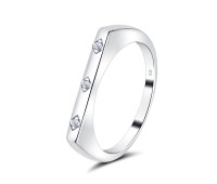 Plain Shape with CZ Stone Silver Ring NSR-4044